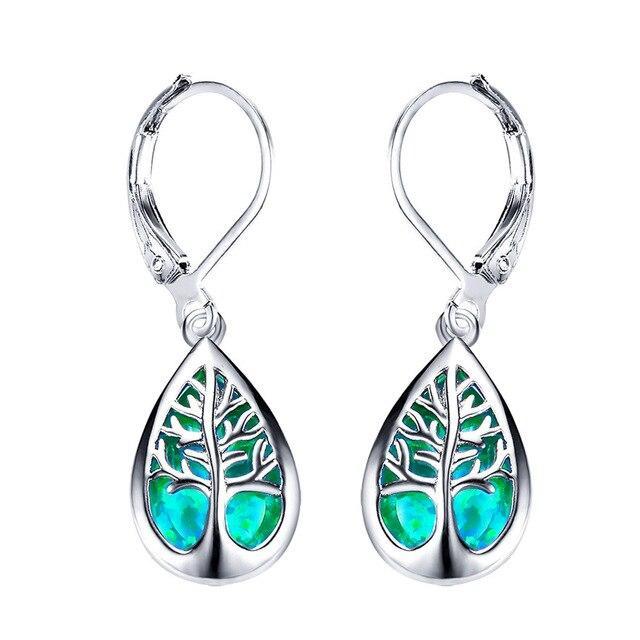 Aretes Árbol de la Vida en Ópalo y Plata