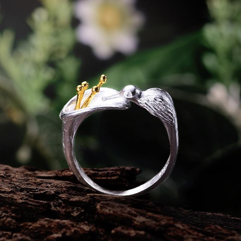 Anillo Néctar de Colibrí Ajustable en Plata y Oro 18K